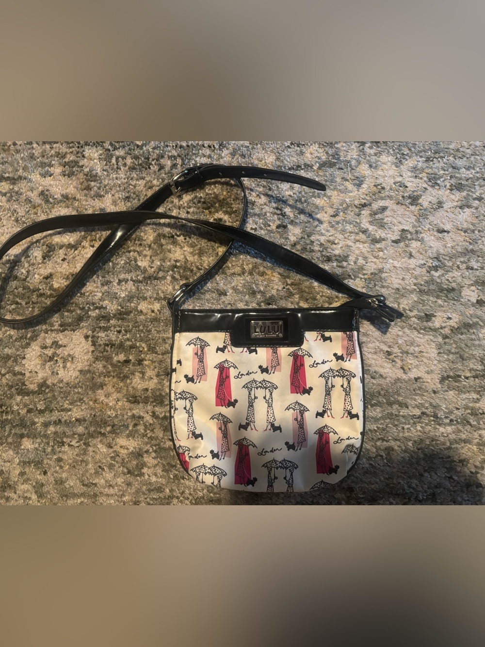 Lulu Guinness London Scottie Dog Umbrella Print Crossbody Bag